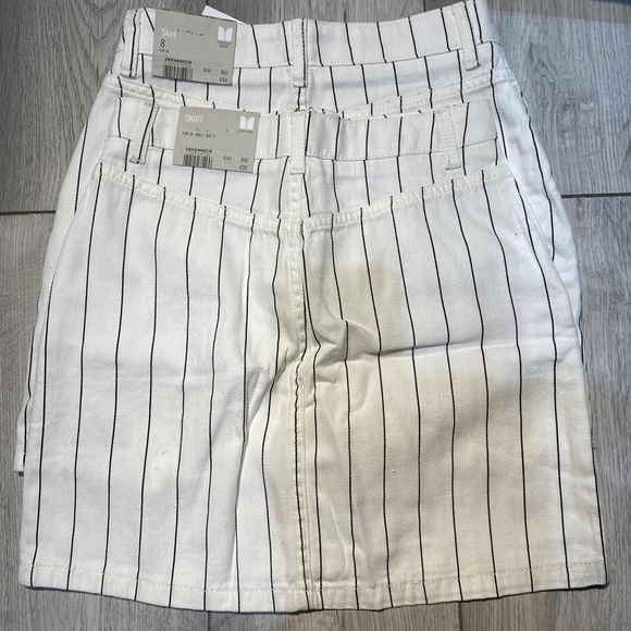 Topshop pinstripe ring zip mini skirt size 6 new with tag - Picture 3 of 4